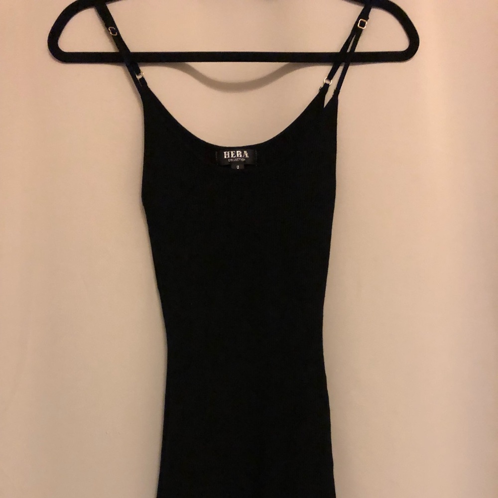 Black strappy fitted dress